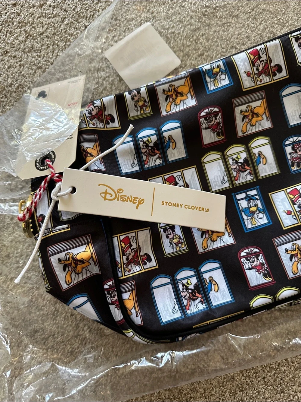 Stoney Clover Lane Black Multicolor Disney Window Print Cosmetic Pouch
